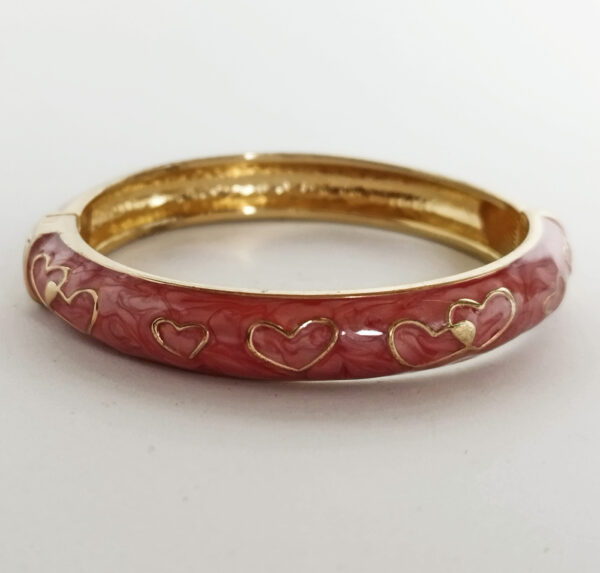 Bracciale rigido Stroili Oro coll. "Sal Y Limon" metallo dorato smaltato rosa antico con cuori