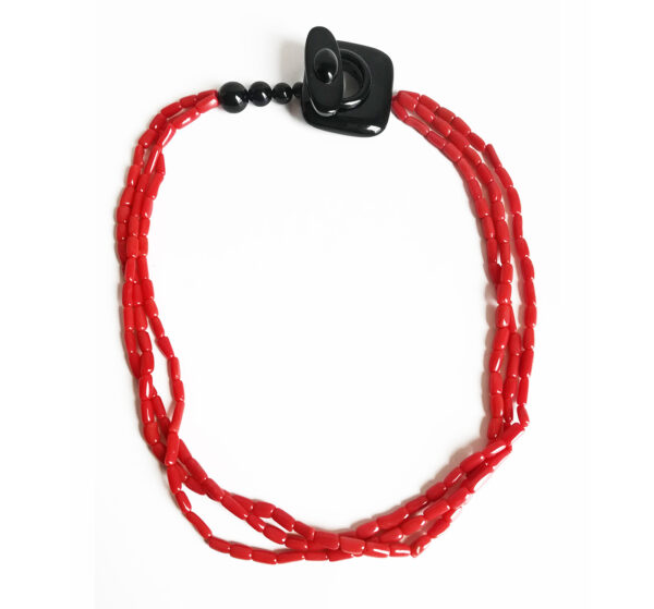 Collana da donna di corallo rosso del Mediterraneo Corallium Rubrum lavorazione cannette