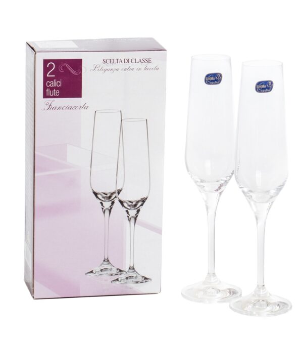 Set 2 Calici Flute 19,5cl Vetro Trasparente Bohemia Crystal "Franciacorta"