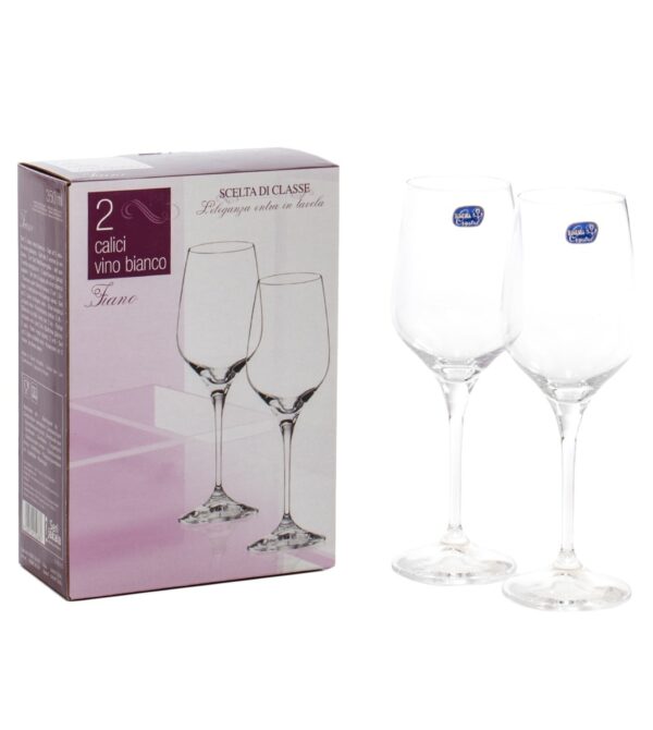 Set 2 Calici Vino Bianco 35cl Vetro Trasparente Bohemia Crystal "Fiano"