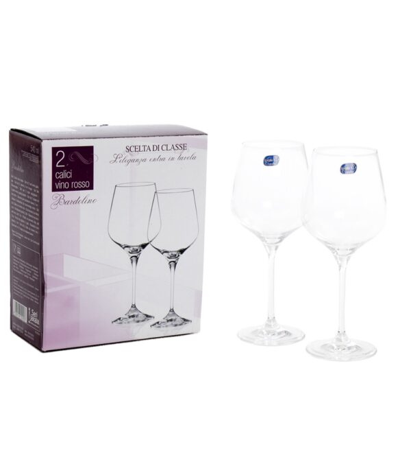 Set 2 Calici Vino Rosso 54cl Vetro Trasparente Bohemia Crystal "Bardolino"